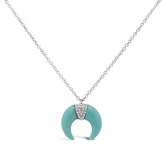 0.04ct Diamond & 1.80ct Composite Turquoise 14k White Gold Crescent Pendant